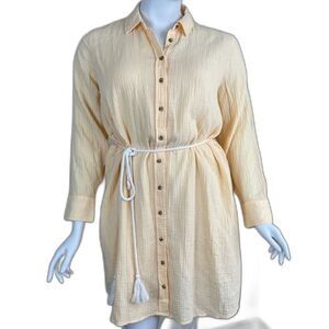 J.Crew Womens Size 20 Yellow Classic Fit Cotton Gauze Shirtdress NEW Casual Cozy